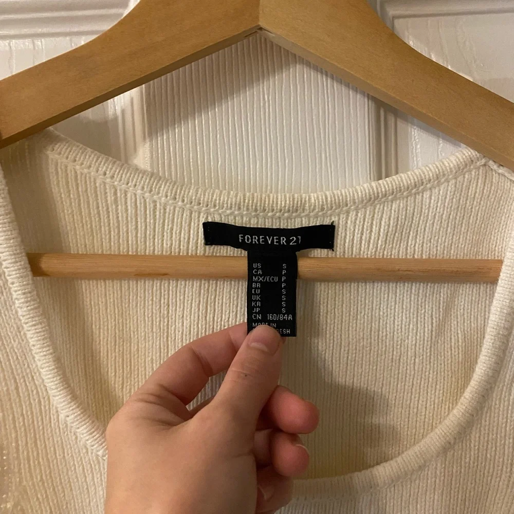 Forever 21 Cream Ribbed Knit Crop Top - Picture 2 of 3